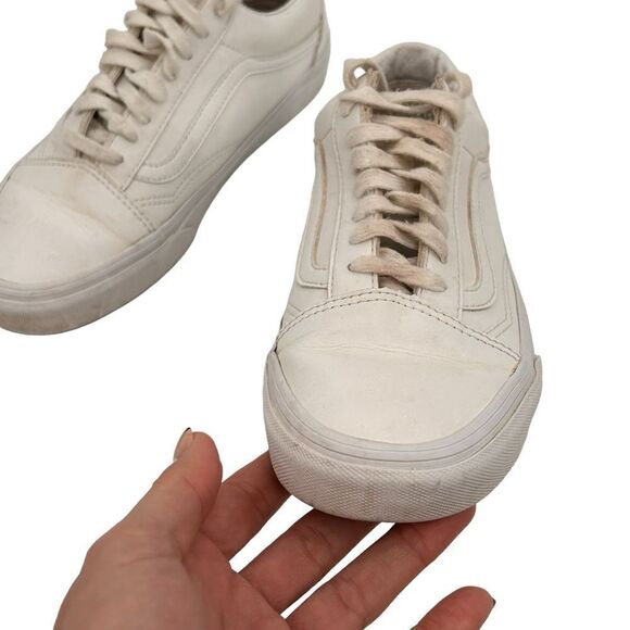 Vans white leather sneaker old skool men’s size 7.5 or women size 9 - Picture 7 of 11